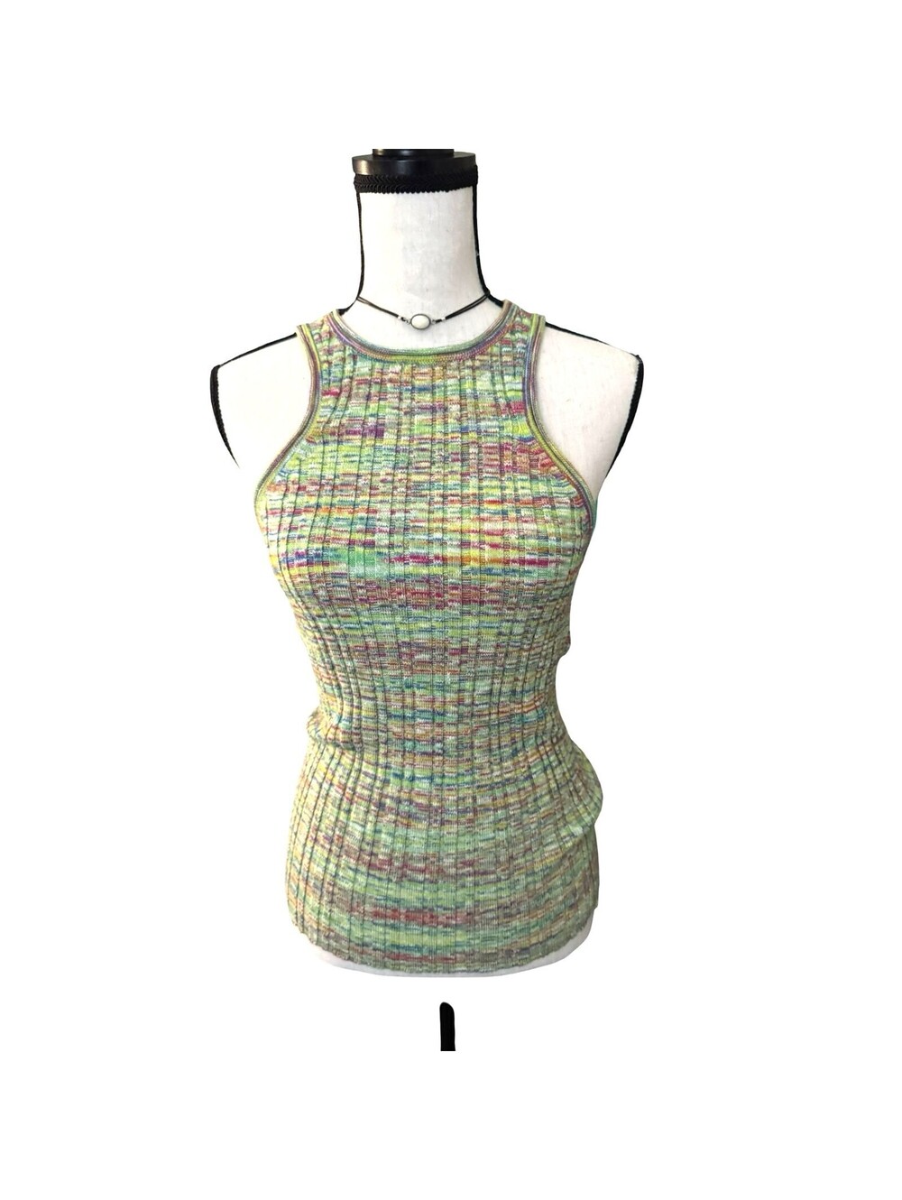 Anthropologie Space Dye Rib Knit Tank Top Medium Multicolor Sleeveless Stretch
